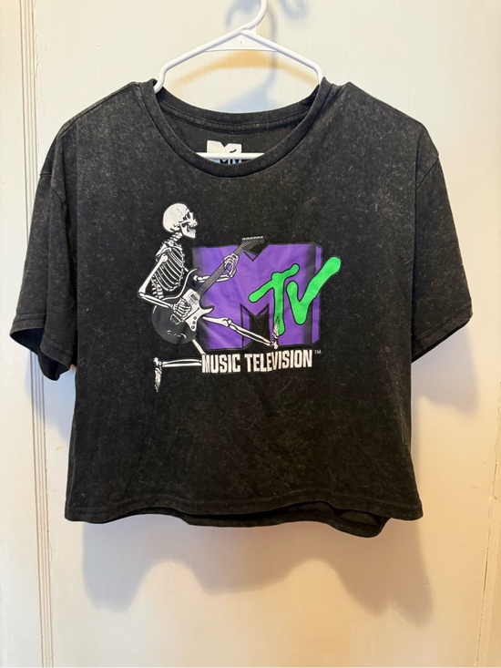 MTV Tops - MTV Black Tee with Purple & Neon Green Graphic